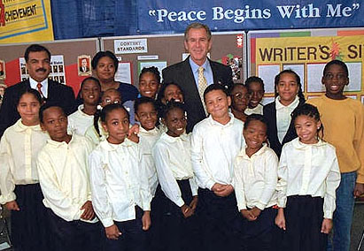 President Bush and Students at Marshall Elementary